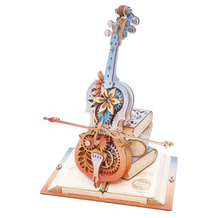 Mechanikus zenedoboz fa puzzle 23.6x18.5x20.6cm szett