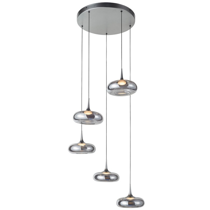 Lustra suspendata Italux TENELE 5A LED argintiu fumuriu 62x200cm