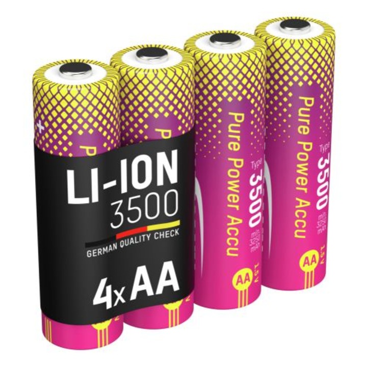 Set 4 acumulator Ansmann Pure Power Li-Ion AA / HR06 tip 3500 mAh