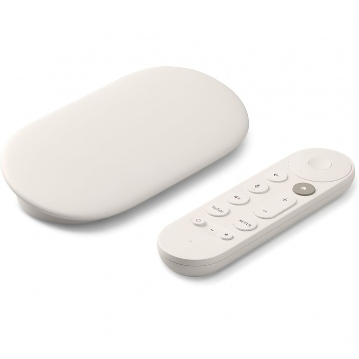 Медиен плейър Google Nest TV Streamer 4K, 32 GB, стрийминг 4K HDR, дистанционно управление с гласови команди, Google TV, Porcelain, доставка 10-12 дни