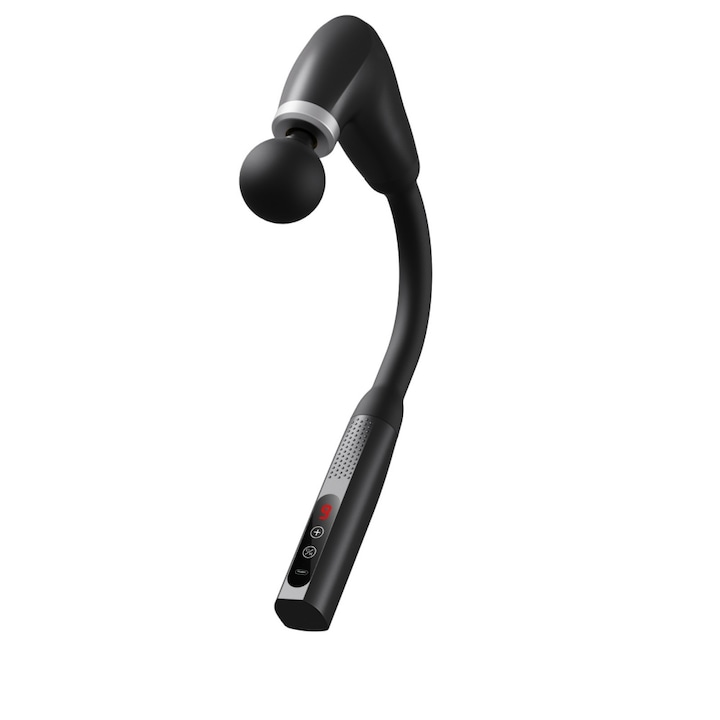 Pistol de masaj fascial in forma de U, ecran LCD, reglare pe mai multe trepte, functionare silentioasa, frecventa variabila pe mai multe trepte, amelioreaza oboseala musculara, masaj flexibil pentru mai multe zone, 1200 mA, negru