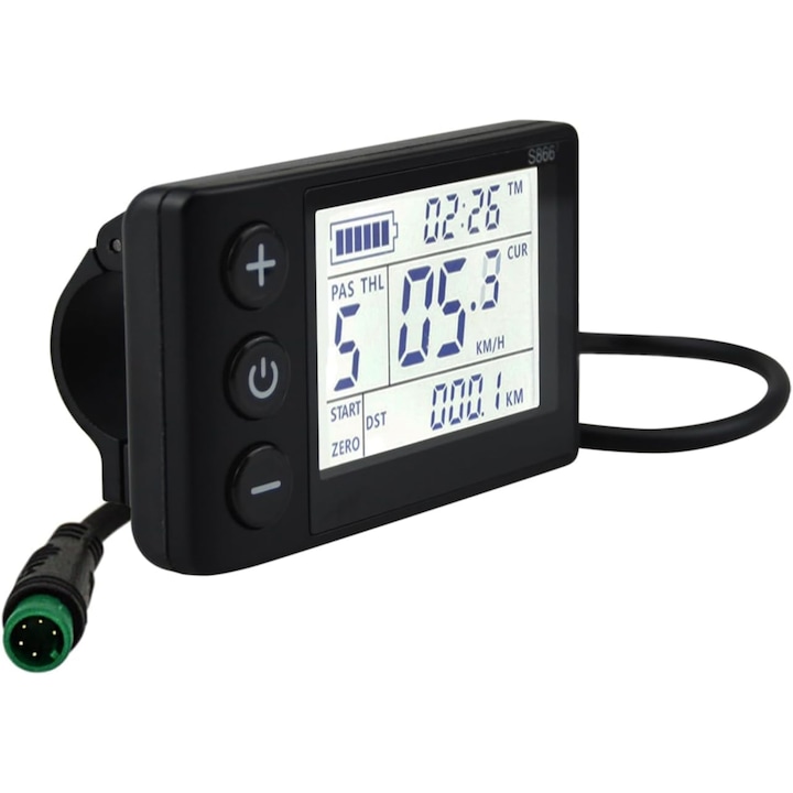 Дисплей LCD за електрически велосипед XPQKDC® S866, контролен панел за Ebike 24V/36V/48V, скоростомер и одометър, черен