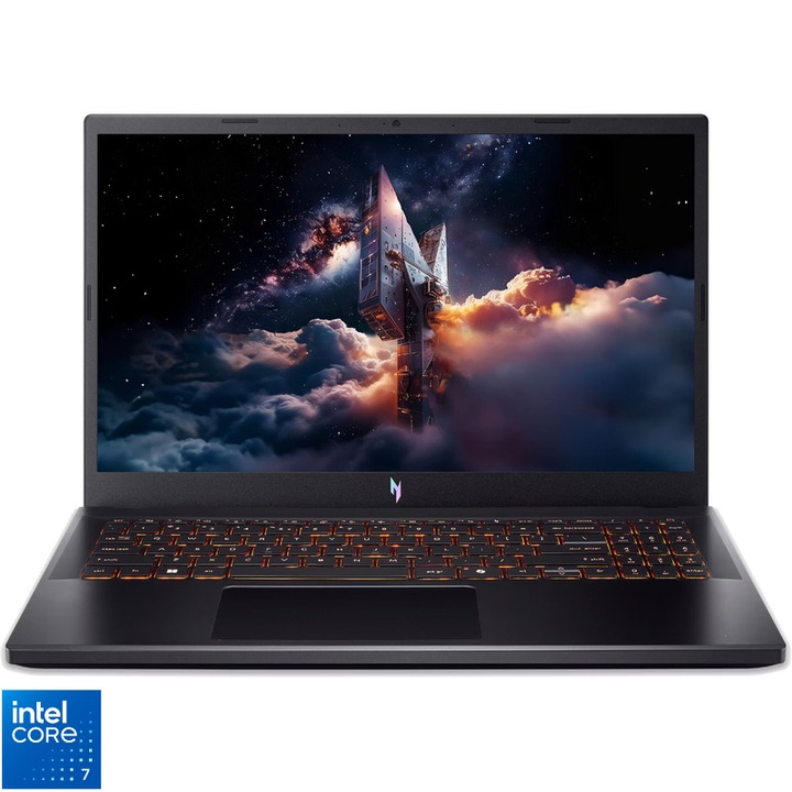 Laptop Acer Gaming 15.6'' Nitro V 15 ANV15-52, FHD IPS 165Hz, Procesor Intel® Core™ 7 240H (24M Cache, up to 5.20 GHz), 16GB DDR4, 1TB SSD, GeForce RTX 5050 8GB, No OS, Obsidian Black