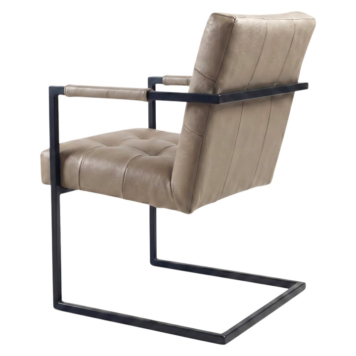 Scaun Arad, Piele Naturala, Madras Taupe, 55cm x 65cm x 85cm