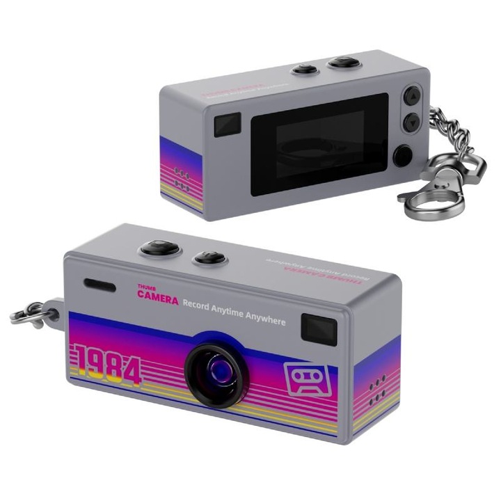 Mini camera digitala tip breloc G6, 1080P, retro, culoare gri