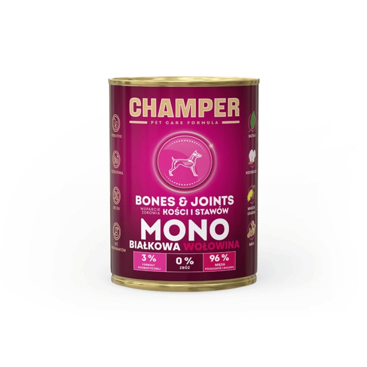 Hrana caini CHAMPER Bones Joints cu vita 400 g monoproteina