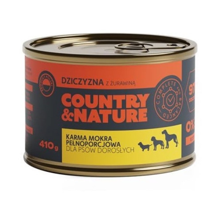 COUNTRY&NATURE Hrana umeda fara cereale pentru caini adulti, cu vanat 410 g
