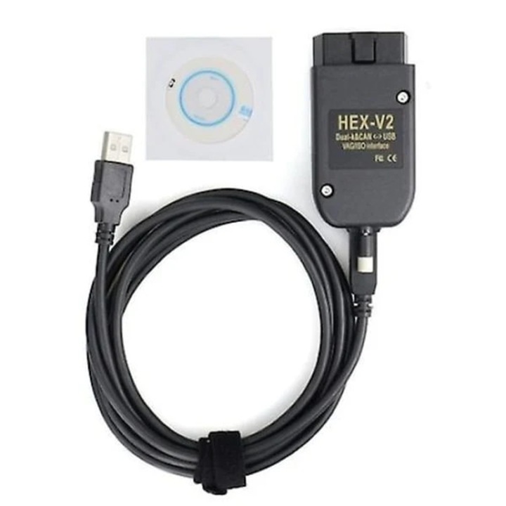 Interfata diagnostic auto VCDS HEX-V2, cablu USB OBD2, compatibil Volkswagen/Audi/Seat/Skoda, cu software, negru, 1 buc