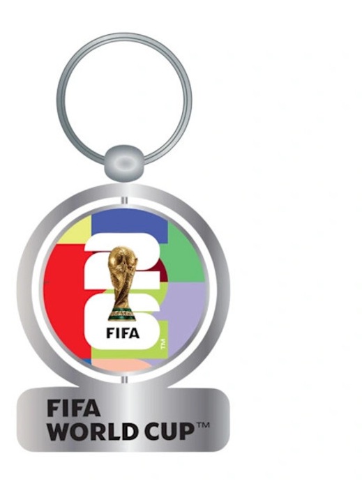 Forgó fém és műanyag kulcstartó, interaktív designnal, hivatalos FIFA World Cup, Többszínű, 6.5 cm