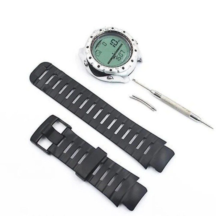 Curea ceas din silicon cu catarama metalica, rezistenta la apa si zgarieturi, pentru Suunto X-Lander, negru, 148+105 mm