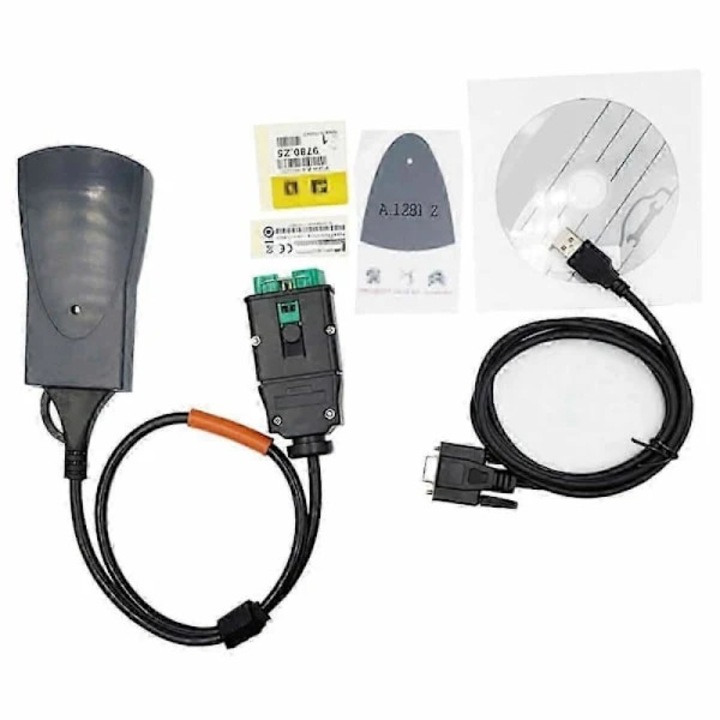 Lexia3 PP2000 Diagbox V9.91 autodiagnosztikai interfész, Citroen/Peugeot kompatibilis, teljes diagnosztika és modul telekódolás, közvetlen telepítés aktiválás nélkül, többnyelvű, fekete, 1 db.