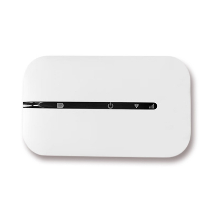 Router wireless, accepta cartele SIM, portabil, permite conectarea simultana a mai multor dispozitive, baterie de 2100 mAh, culoare alba