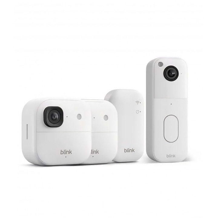 Blink 2K+ megfigyelőrendszer kültéri kamerával és videó csengővel, vezeték nélküli, 2K felbontás, Sync Module mellékelve, 2 kamerás szett, fehér, szállítás 7-9 nap