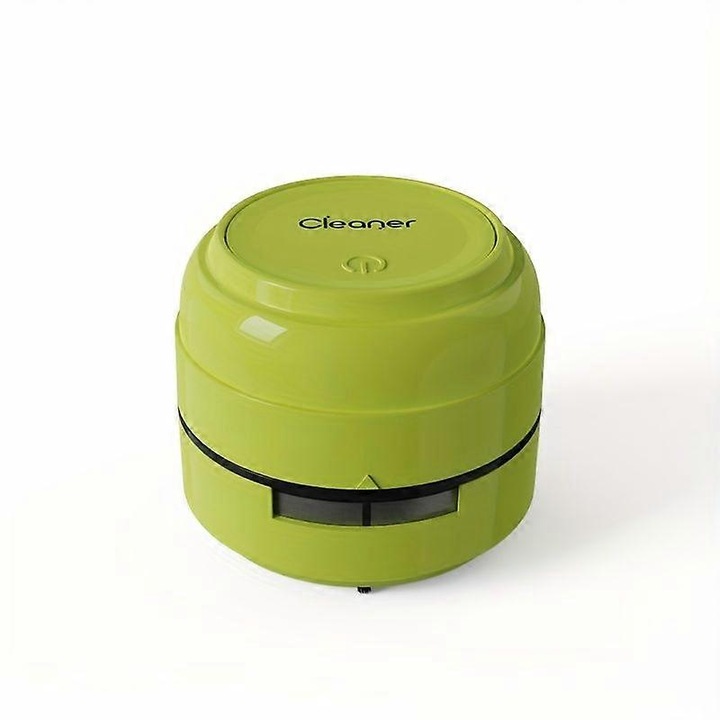 Aspirator de birou, mini aspirator 631, fara fir, baterie reincarcabila, cupa transparenta, perie inclusa, Verde, 1 buc