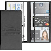 Organizator documente auto, port-document pentru certificat de inmatriculare si asigurare, buzunare multiple, material PU rezistent, design pliabil, dimensiune compacta, pentru acte auto, permis, talon, masina, calatorii si uz zilnic, YQLAFT, negru