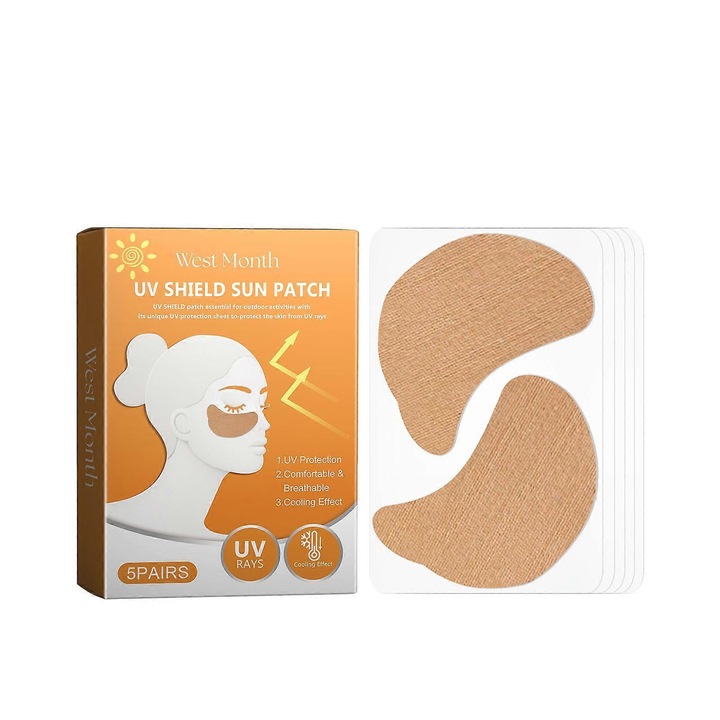 Patch/plasture sub ochi West Month UV Shield Sun Patch, protectie UV, reduce pete intunecate si bronzare, confortabil si respirabil, bej, 2 bucati