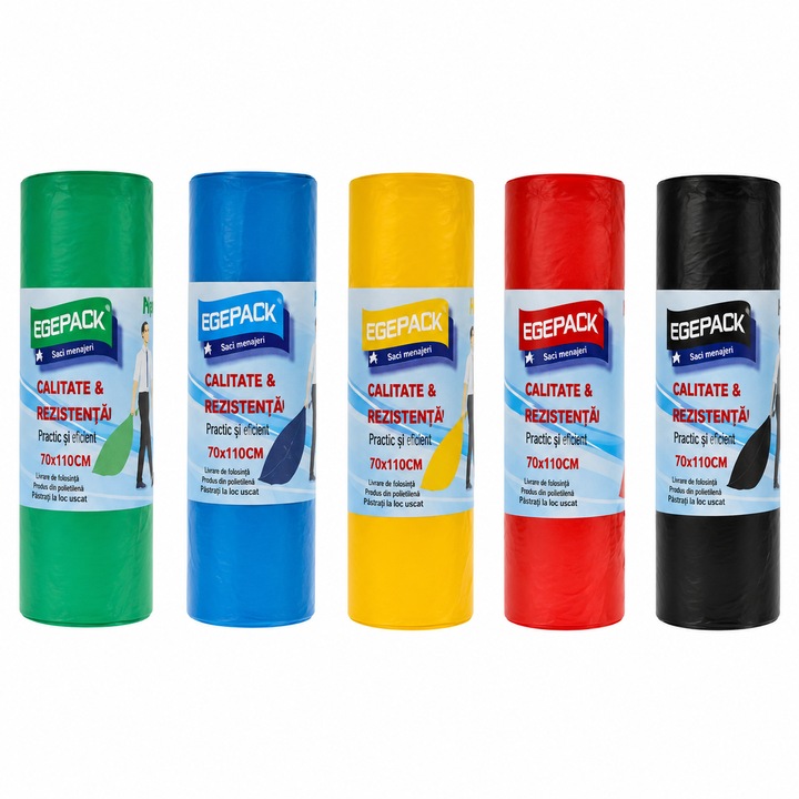 4 tekercses EGEPACK 120 L szelektív LDPE szemeteszsák készlet, 10 darab tekercsenként
