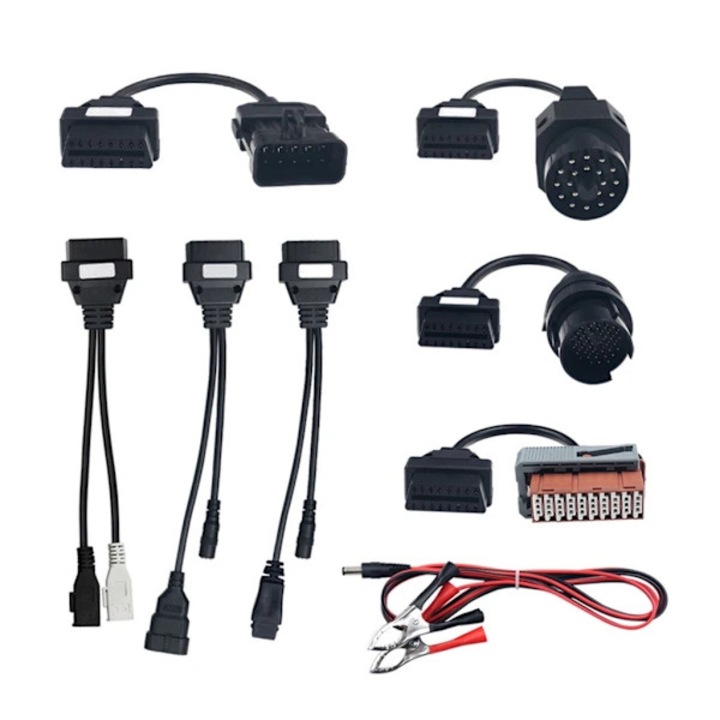 Комплект от 8 OBD1 към OBD2 кабела Autocom CDP Pro, съвместими с Autocom/TCS и други OBD II скенери, за Benz/BMW/Audi и други, от ABS, леки, черни, 8 броя