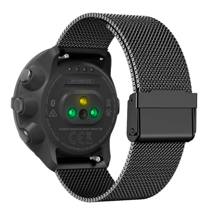 Curea ceas din otel inoxidabil Milanese, reglabila, compatibila cu Suunto 9 Baro/7/d5/Spartan, Negru, 24 mm