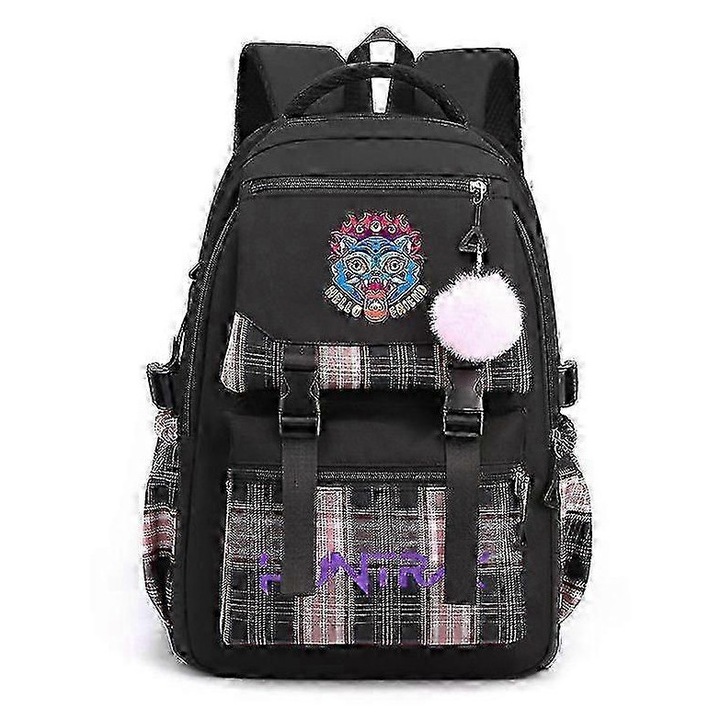 Nylon iskolatáska, KPop Demon Hunters mintával, 15 hüvelykes laptoprekesz, uniszex, fekete