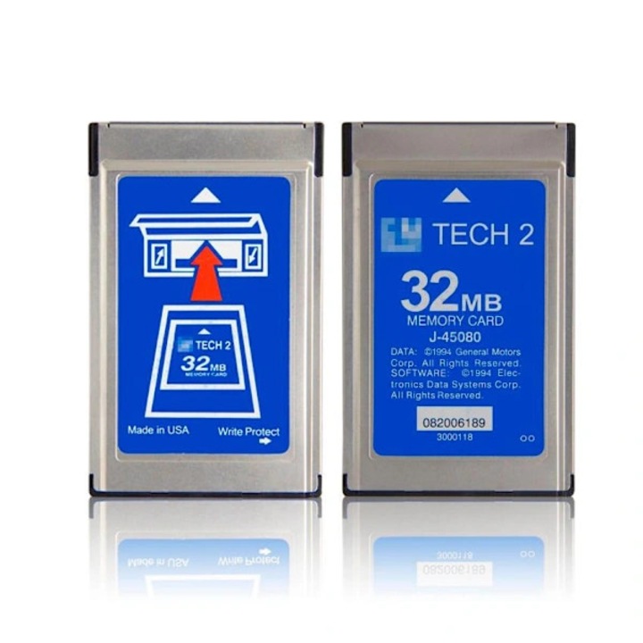 Карта памет GM Tech2 T2 32MB, заредена със софтуер SAAB/OPEL/GM/ISUZU/Suzuki/Holden, английски език, сребрист/син, 1 бр