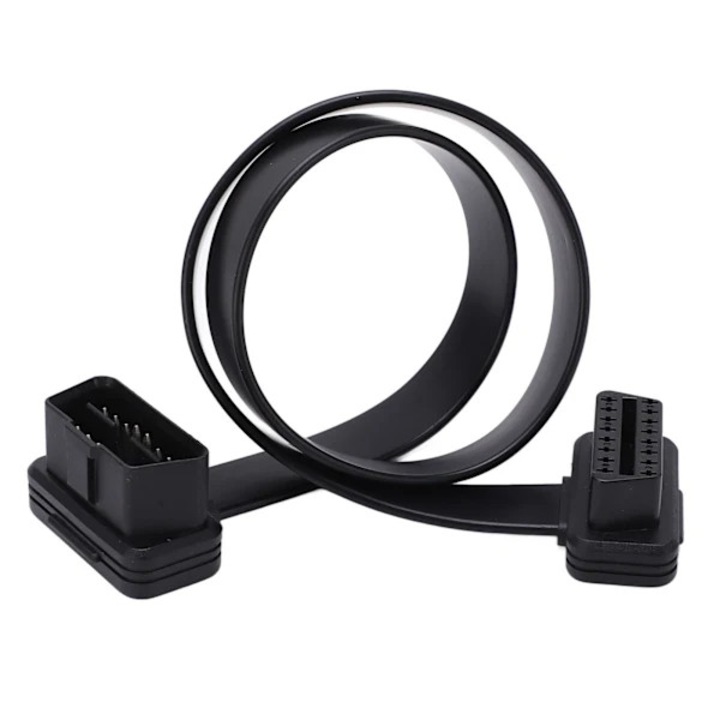 Cablu extensie OBD2/adaptor OBDII 16 pini, compatibil cu toate scannerele OBD2, din ABS flexibil, rezistent la apa si praf, negru, 0.6 m, 1 buc