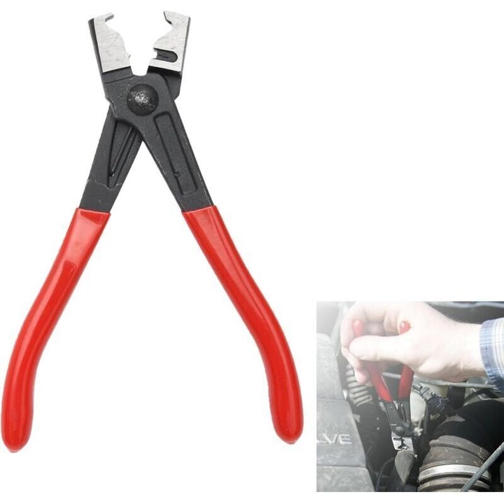 2 darabos készlet, Clic/Clic-R típusú bilincsfogó CSPARCV, szénacél, gumírozott markolat, 17 cm, Piros