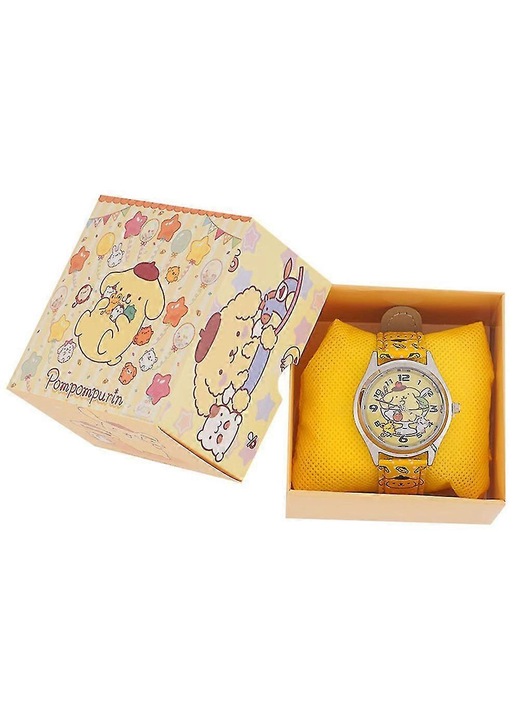 Sanrio, analóg gyermekóra szintetikus anyagból, kvarc, Pompompurin mintával, sárga, egy méret