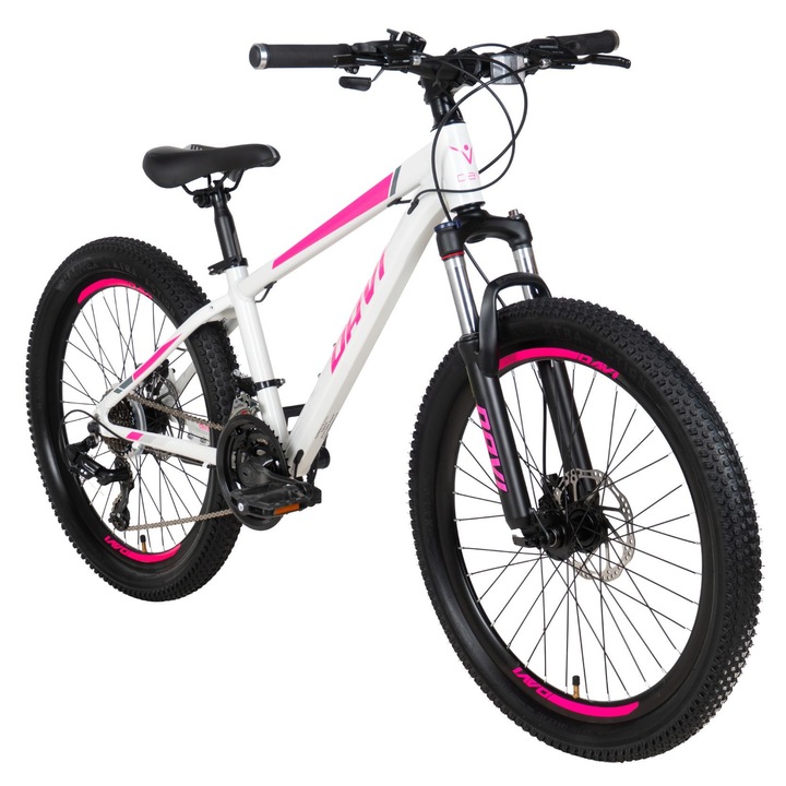 Детски велосипед Davi Bella Алуминий, 24", 130-160 см, 21 скорости, Бял/Розов