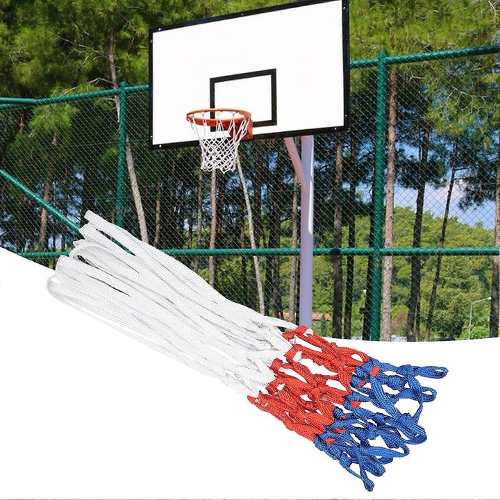 2 darab nylon kosárlabda háló szett, időjárásálló, gubancmentes, beltéri és kültéri használatra, Többszínű
