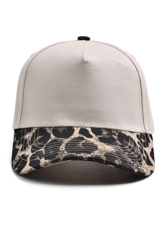 Sapca baseball unisex, bumbac, imprimeu ghepard, verde inchis, 58x60cm