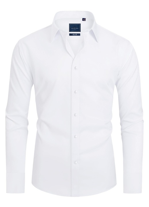 Camasa barbati slim fit cu maneca lunga, business casual, usor de calcat, alb, Alb