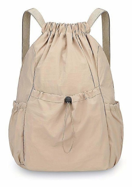 Unisex húzózsinóros hátizsák, nylon, khaki, 40x45cm