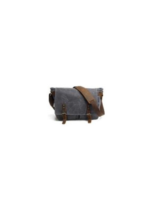 Vászon crossbody messenger táska, vízálló, nagy kapacitású laptophoz, állítható párnázott pánt, vintage megjelenés, Szürke