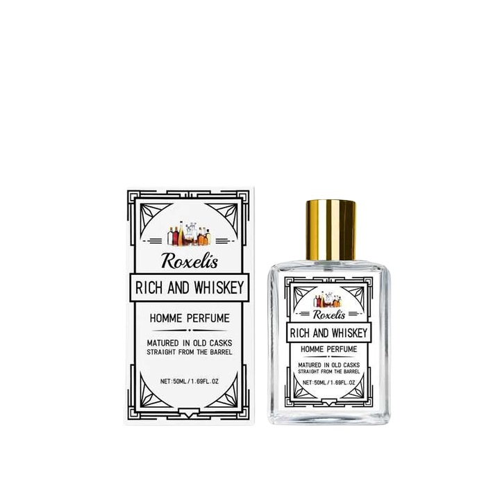 Roxelis Férfi Parfüm, Fás-Vaníliás Whisky Jegyekkel, Eau de Parfum 50ml