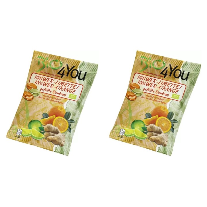 2 x Bio gyömbér-lime és gyömbér-narancs cseppek, 75g Bio 4 You