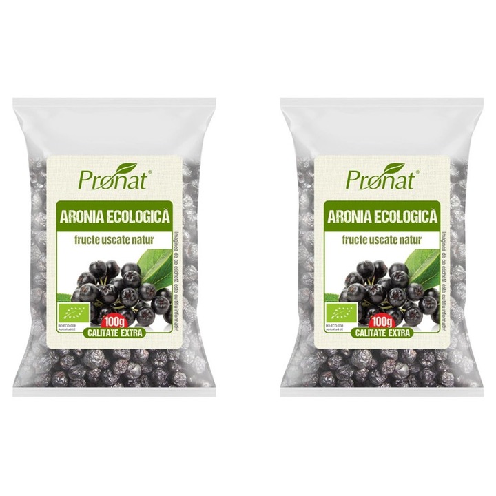 2 x Bio szárított arónia gyümölcs, 100g Pronat