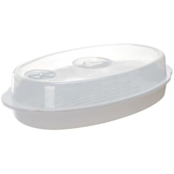 Vas termorezistent pentru aburire, capac cu ventilatie, 32.7x18.6x9.5cm