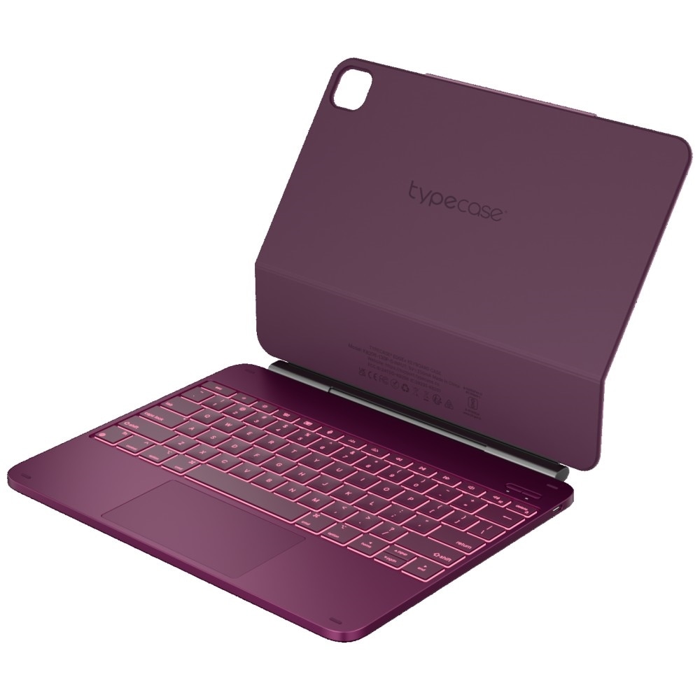 Husa cu tastatura Typecase Edge compatibila cu iPad Pro 13 inch 2024 / 2025, 500mAh, USB-C, Mov