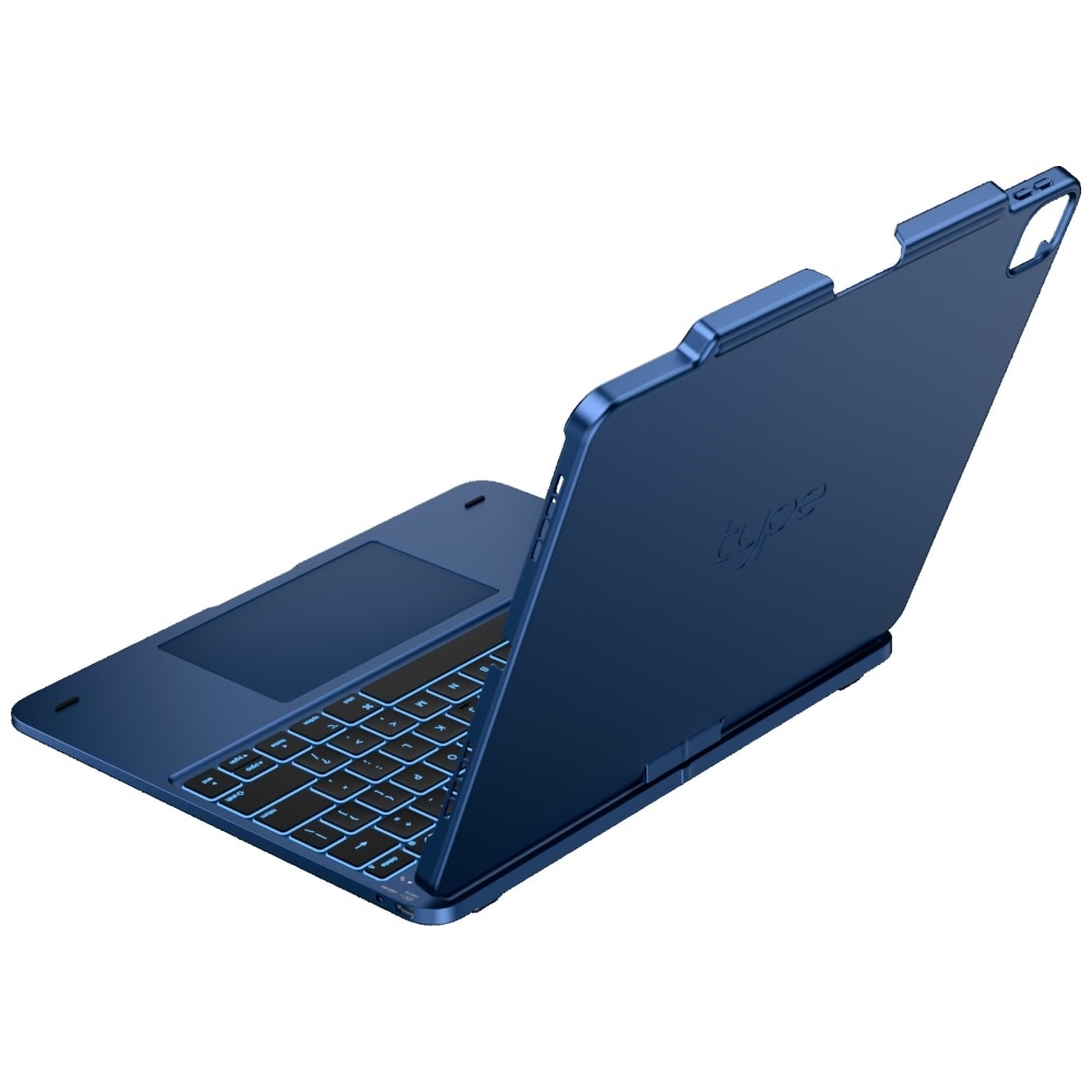 Husa cu tastatura Typecase Flexbook Touch compatibila cu iPad Air 13 inch 2024 / 2025 / 2026, 660mAh, IPX6, USB-C, Albastru