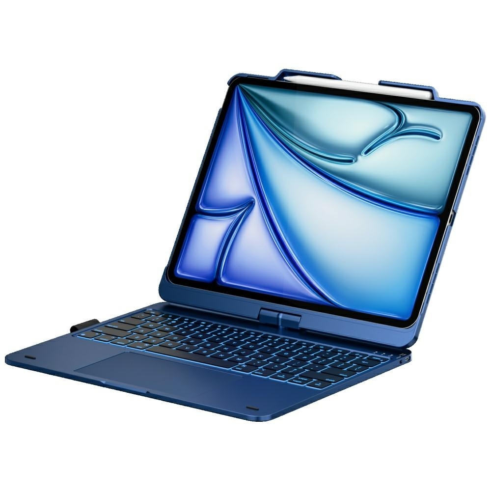 Husa cu tastatura Typecase Flexbook Touch compatibila cu iPad Air 13 inch 2024 / 2025 / 2026, 660mAh, IPX6, USB-C, Albastru