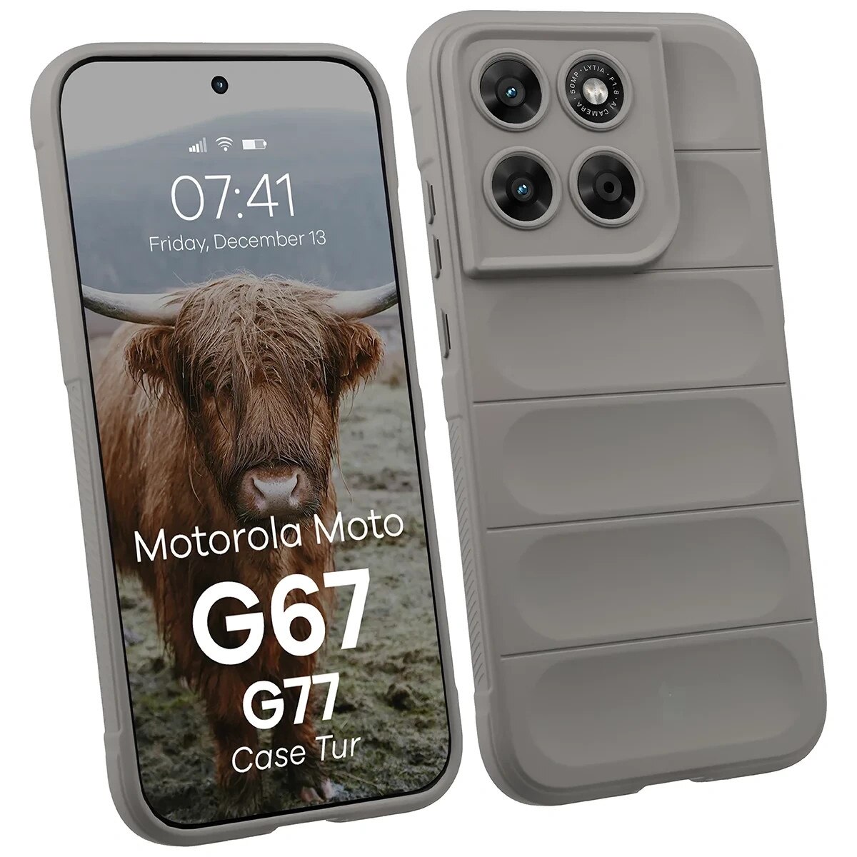 Carcasa Bizon Tur compatibila cu Motorola Moto G67 5G / G77 5G, Light Grey