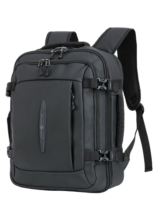 Kiterjeszthető Snowball utazó hátizsák 48x34x17 cm, 16”-os laptophoz, vízálló poliészter, SW42516L, fekete