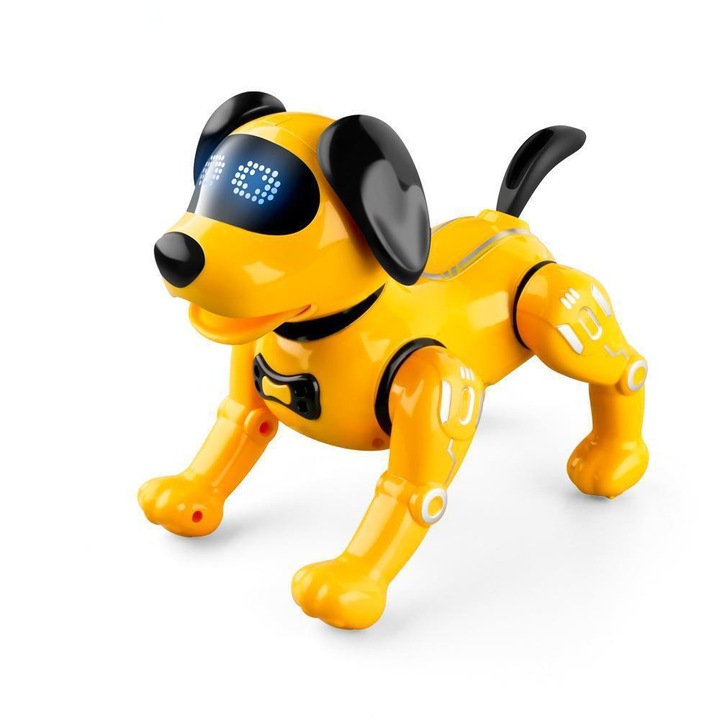 Zimilo Intelligens programozható robotkutya, Interaktív játék gyerekeknek 3 év+, interaktív elektronikus játék zenével, tánccal, távirányítóval gyerekeknek, Sárga