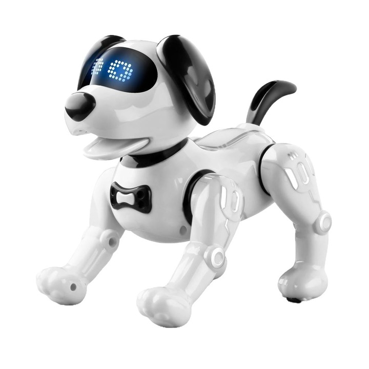 Zimilo Intelligens programozható robotkutya, Interaktív játék gyerekeknek 3 év+, interaktív elektronikus játék zenével, tánccal, távirányítóval gyerekeknek, Fehér