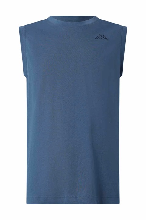 Maiou sport barbati din 100% bumbac pieptanat cu barete late, Kappa, Logo Cadwal, Jeans Blue
