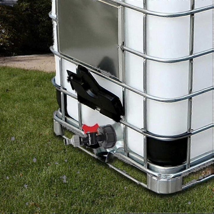 IBC tartály/IBC konténer S60x6 adapterrel és 3/4 csappal (csak csap), fém keret, Fehér, 1000 L