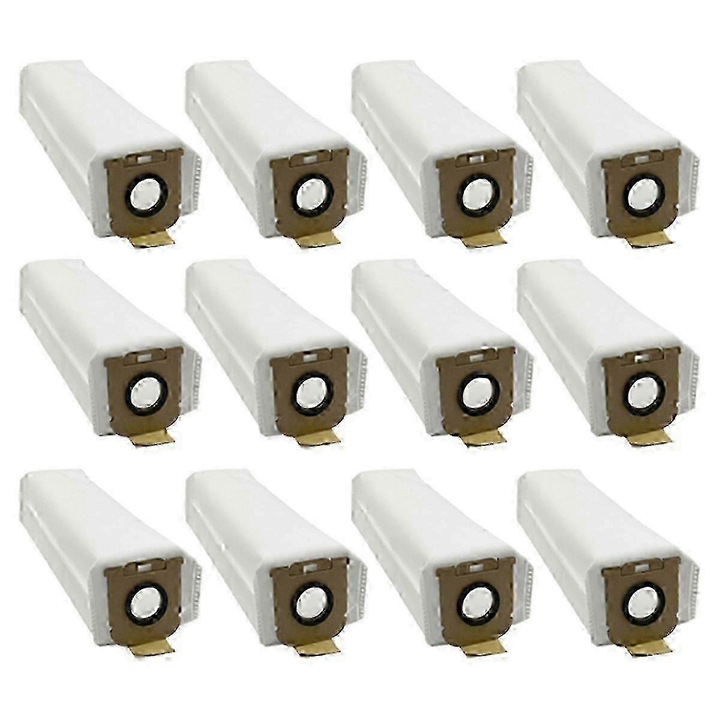 Set 12 bucati, Pungi de praf pentru aspirator compatibile cu Dreame Z10 Station, etansare buna, blocare automata, captura 99,7% particule de 0,3 µm, din material netesut, Alb