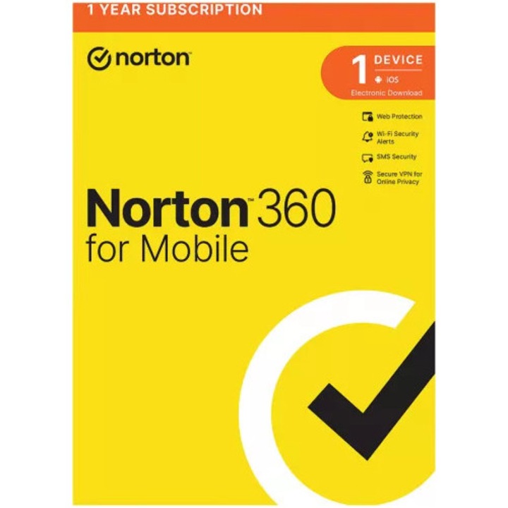 Norton 360 Mobile 1 User 1 Device 1Year Base Electronic