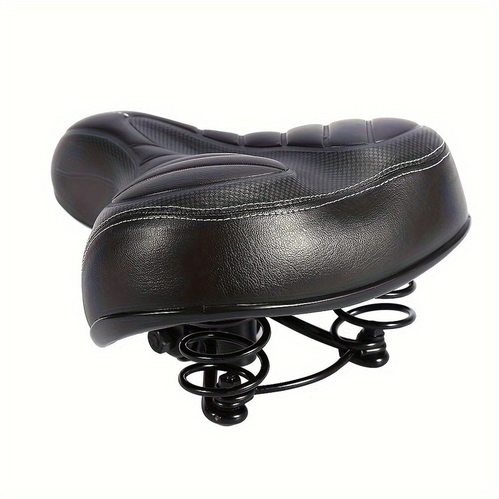 Седалка за велосипед Super Comfort, тапицерия от PU кожа, с пружини за омекотяване, черна, 24.99 см
